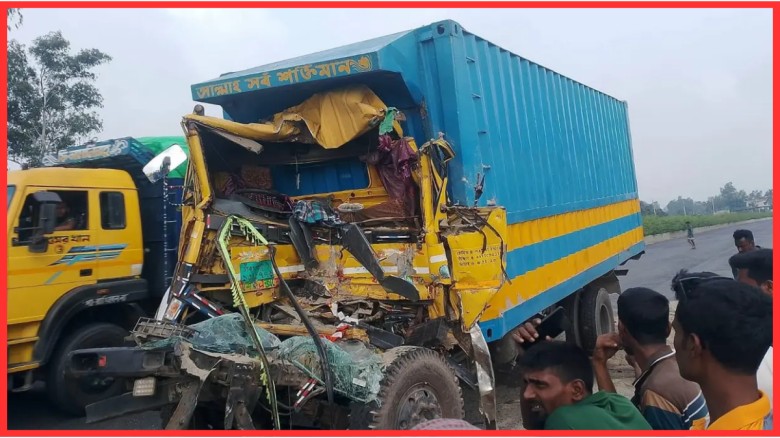 সিরাজগঞ্জে ট্রাক-কাভার্ডভ্যান সংঘর্ষে চালক নিহত, হেলপার আহত