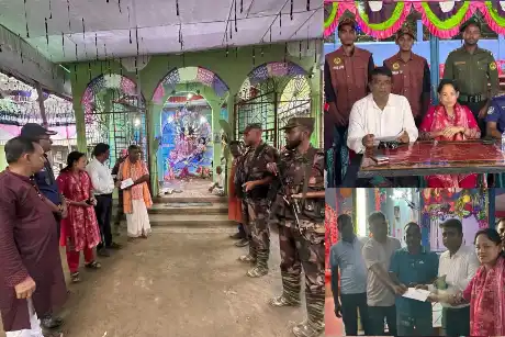 তাহিরপুরের বিভিন্ন পূজামণ্ডপে সংসদ সদস্য কামরুজ্জামান কামরুলের আর্থিক অনুদান