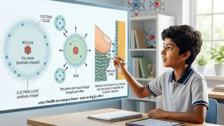 পরমাণু ফাঁকা হলেও কেন কোনো বস্তুকে ছোঁয়া যায়