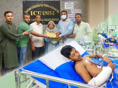 বৈদ্যুতিক তারে জখম সাকিবের চিকিৎসায় এগিয়ে এল পটিয়া বন্ধুসভা