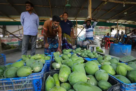 ডুমুরিয়া পাইকারি কাঁচাবাজারে কৃষিপণ্যের ব্যস্ত সকাল
